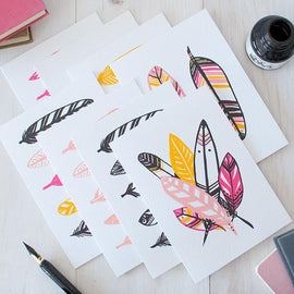 Ruffled Feathers Illustrated Notecard Set