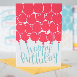 Red Balloon Happy Birthday card (Trade)
