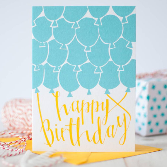 Blue Balloon Happy Birthday card