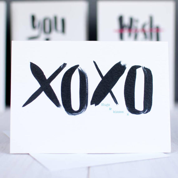 Hugs And Kisses Brush Script Card (Trade)