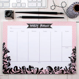 Inky Floral Weekly Planner Desk Pad (Trade)