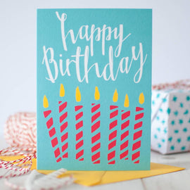 Red Candles Happy Birthday card